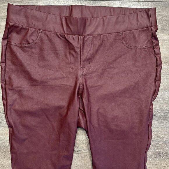 Torrid Faux Leather Pants Womens Size 2 Root Beer Stretch Shapewear - Picture 2 of 5